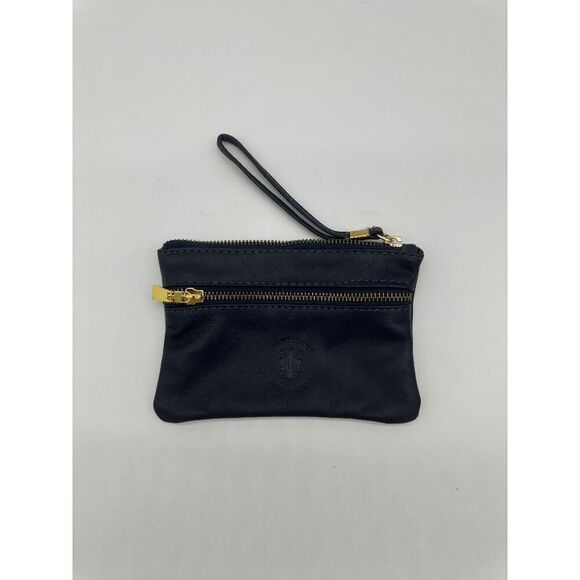 Leather Wristlet w/ Zipper for Women Italian Leather Navy Blue - Picture 1 of 6